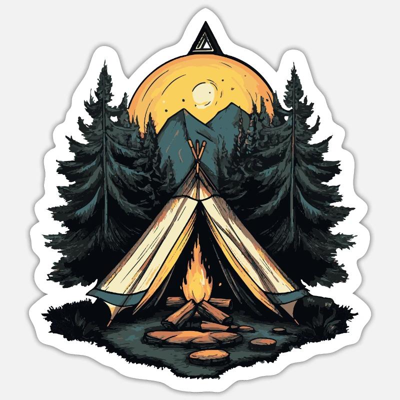 Camping Forest Tent - Sticker size S (10 x 10 cm) - white matte