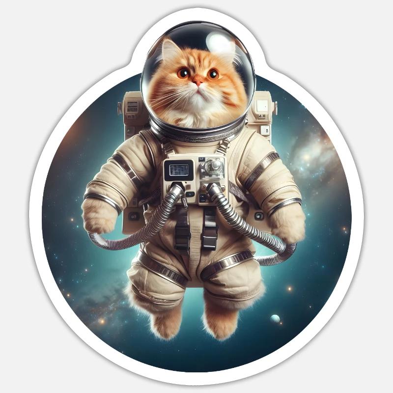 Space Cat - Sticker size S (10 x 10 cm) - white matte