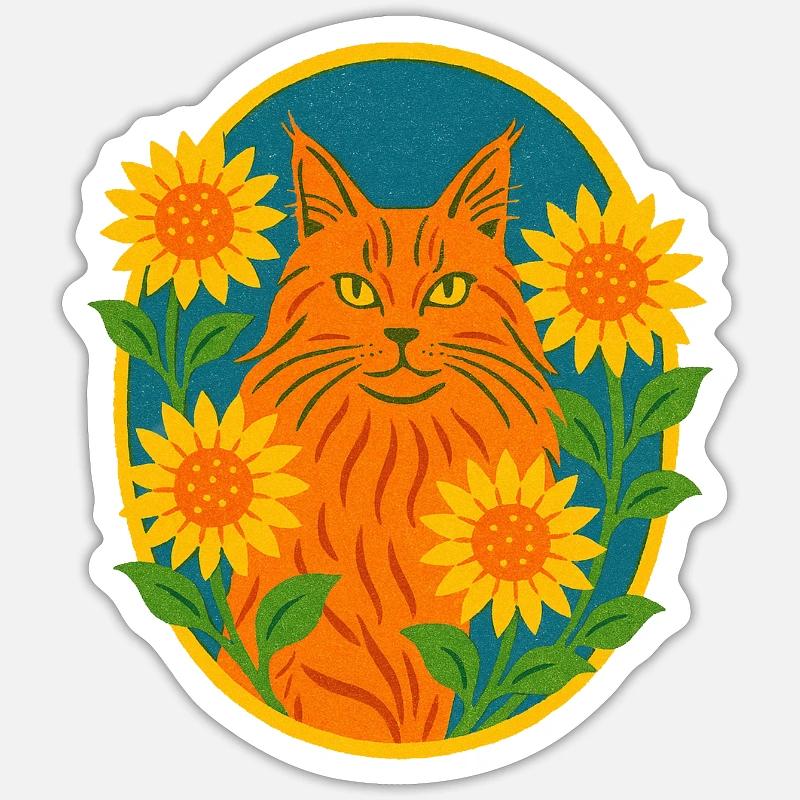 Chat Chat Roux - Sticker taille S (10 x 10 cm) - blanc mat