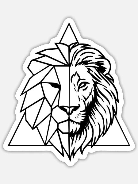Geometrischer Löwe – König der Tiere im Origami - Sticker Größe S (10 x 10 cm) - Mattweiß