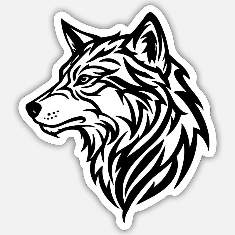 Wolf - Stammesstil Sticker Größe S (10 x 10 cm)