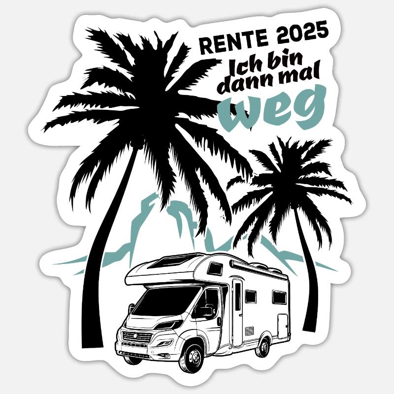 Camper Rente 2025 - Ich bin dann mal weg - Sticker Größe S (10 x 10 cm) - Mattweiß