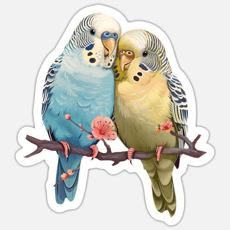 Budgies - Sticker size S (10 x 10 cm) - white matte