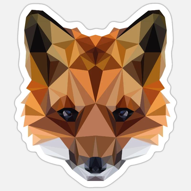 Fuchs Geometrisch – Polygon Art - Sticker Größe S (10 x 10 cm) - Mattweiß