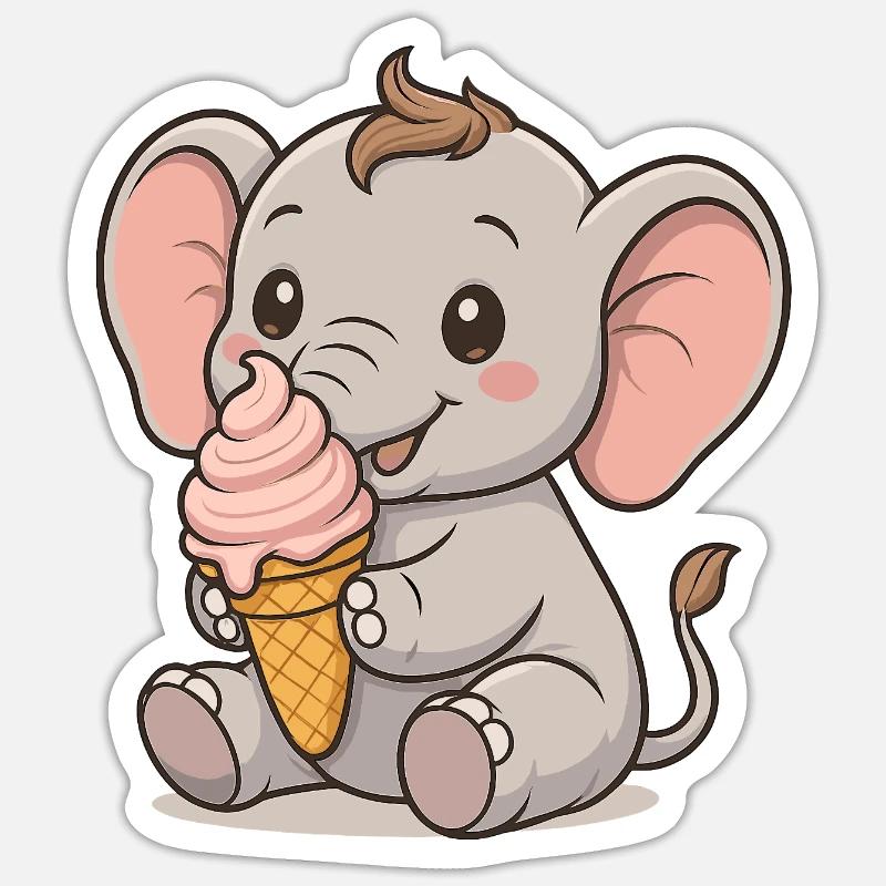 Age with Elephant - Sticker size S (10 x 10 cm) - white matte