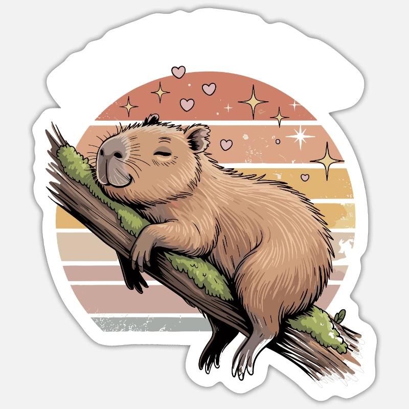 Conception de sommeil Capybara mignon Sticker taille S (10 x 10 cm)