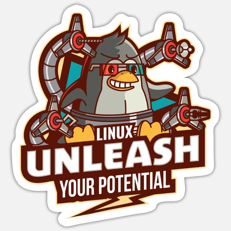 Linux unleash your potential - Sticker size S (10 x 10 cm) - white matte