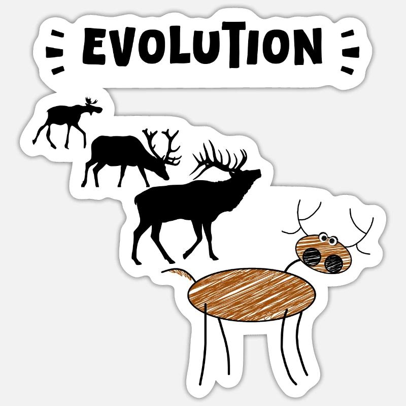 Deer Evolution – Funny Stages of Evolution. Sticker size S (10 x 10 cm)
