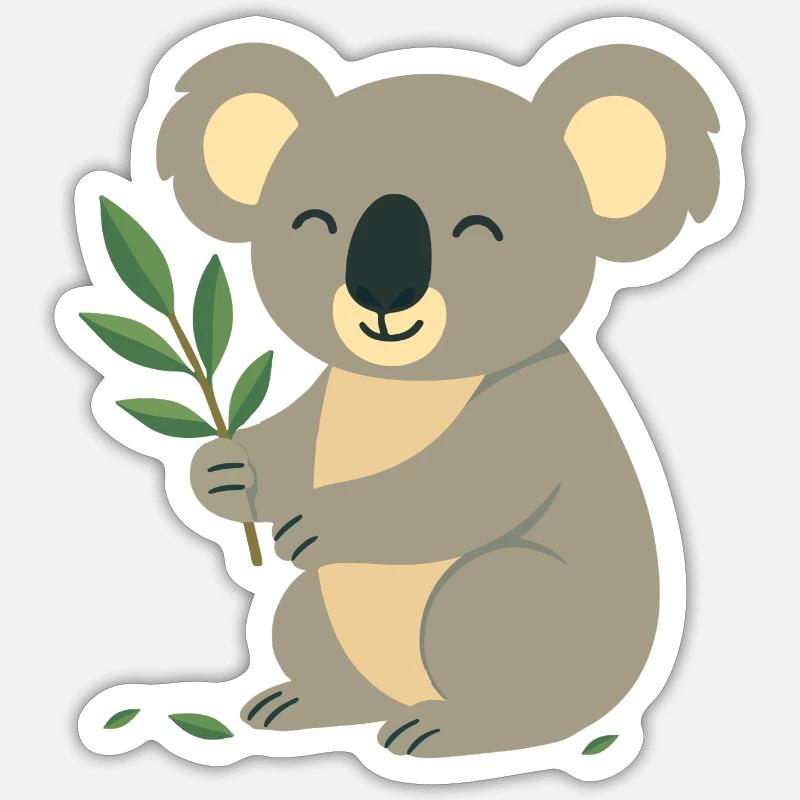 Lächelnder Koala mit Eukalyptus Sticker Größe S (10 x 10 cm)