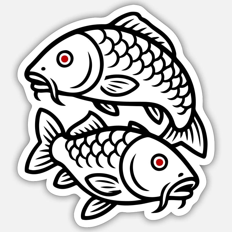 Carp Fish Icon - Sticker size S (10 x 10 cm) - white matte