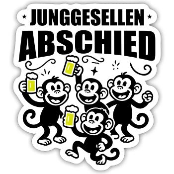 Junggesellenabschied Jga Affen Bier - Sticker Größe S (10 x 10 cm) - Mattweiß - Vorne