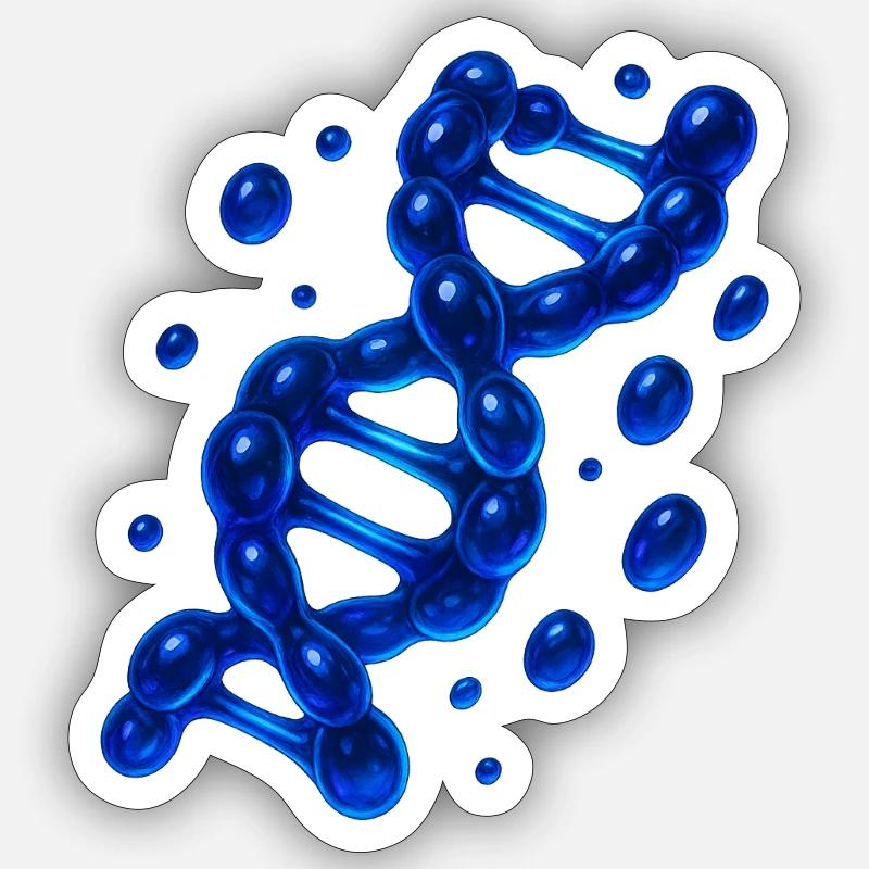 Molécule d’hélice d’ADN 3D Bleu - Sticker taille S (10 x 10 cm) - blanc mat