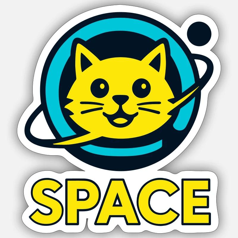 Chat de l’espace - Sticker taille S (10 x 10 cm) - blanc mat