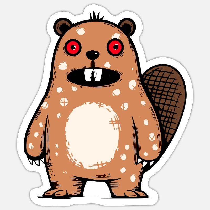 Biber - Sticker Größe S (10 x 10 cm) - Mattweiß