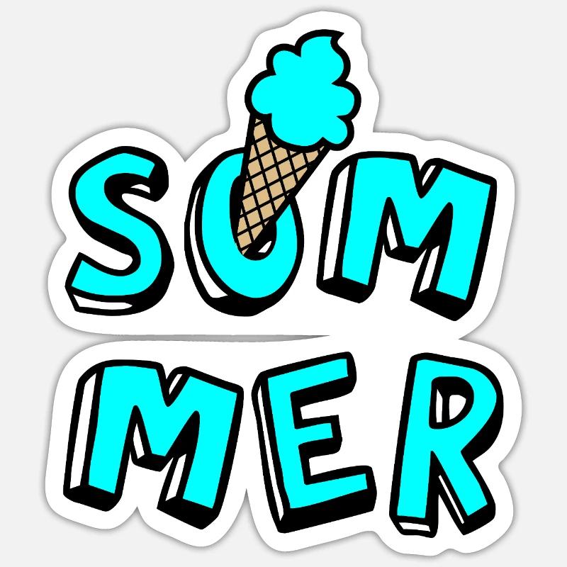 Sommer Eis Waffel Comicstyle Fun Lebensfreude Fan Sticker Größe S (10 x 10 cm)