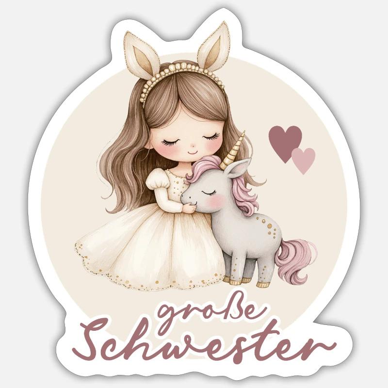 Grosse Schwester Maedchen Einhorn Sticker Größe S (10 x 10 cm)
