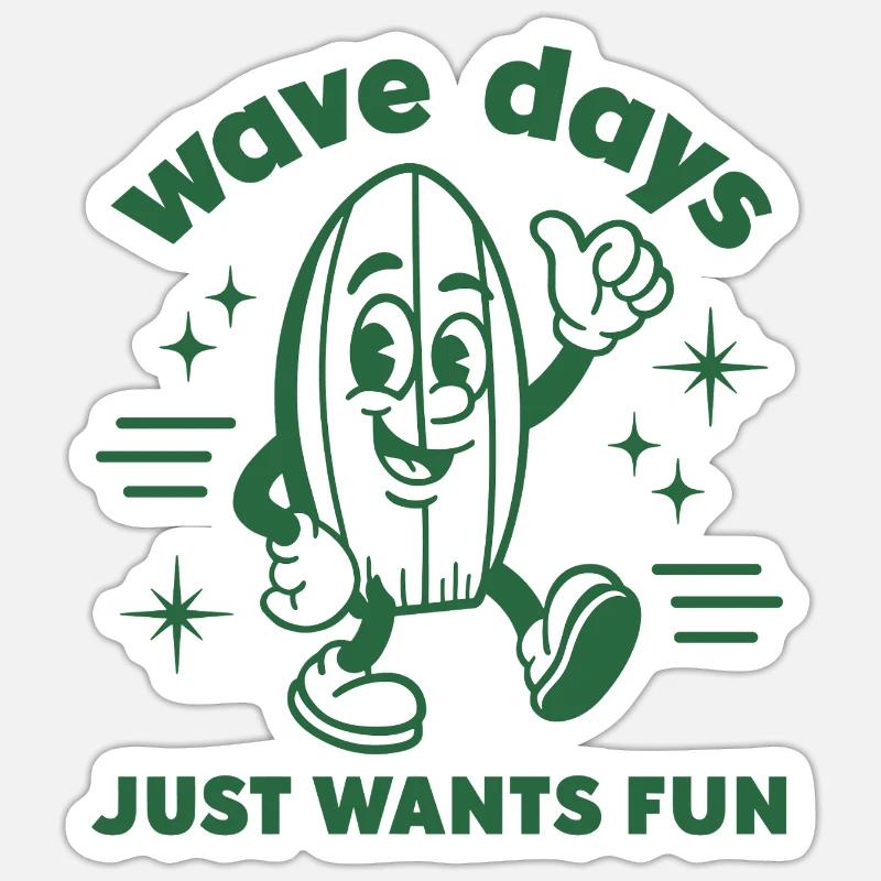 Wave Love Surfboard Character - Sticker size S (10 x 10 cm) - white matte