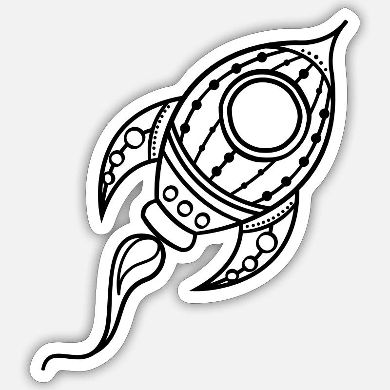 Fusée Doodle Voyage dans l’espace Sticker taille S (10 x 10 cm)