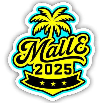 Malle 2025 Palme Mallorca - Sticker Größe S (10 x 10 cm) - Mattweiß - Vorne