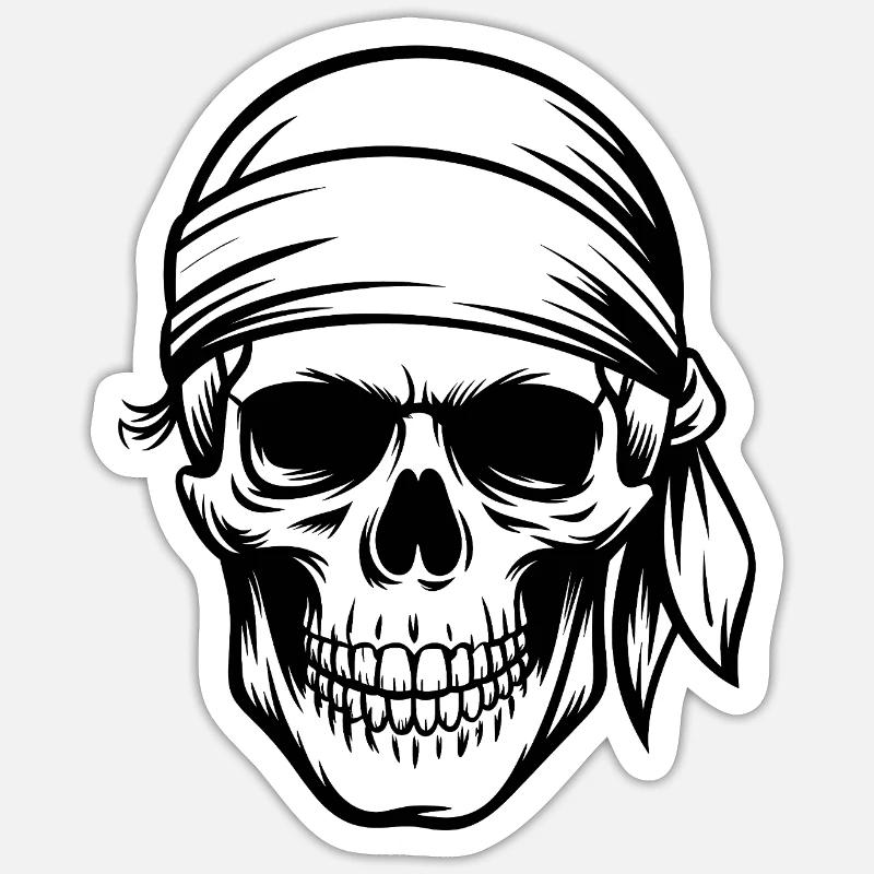 Crâne de pirate - Sticker taille S (10 x 10 cm) - blanc mat