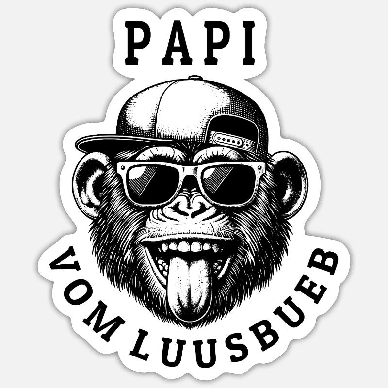 LUUSBUEBE PAPI - Cool Monkey - Sticker size S (10 x 10 cm) - white matte