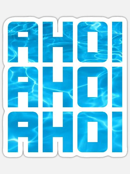 Ahoi Pool Meer Wasser maritim coole Sprüche Käptn - Sticker Größe S (10 x 10 cm) - Mattweiß