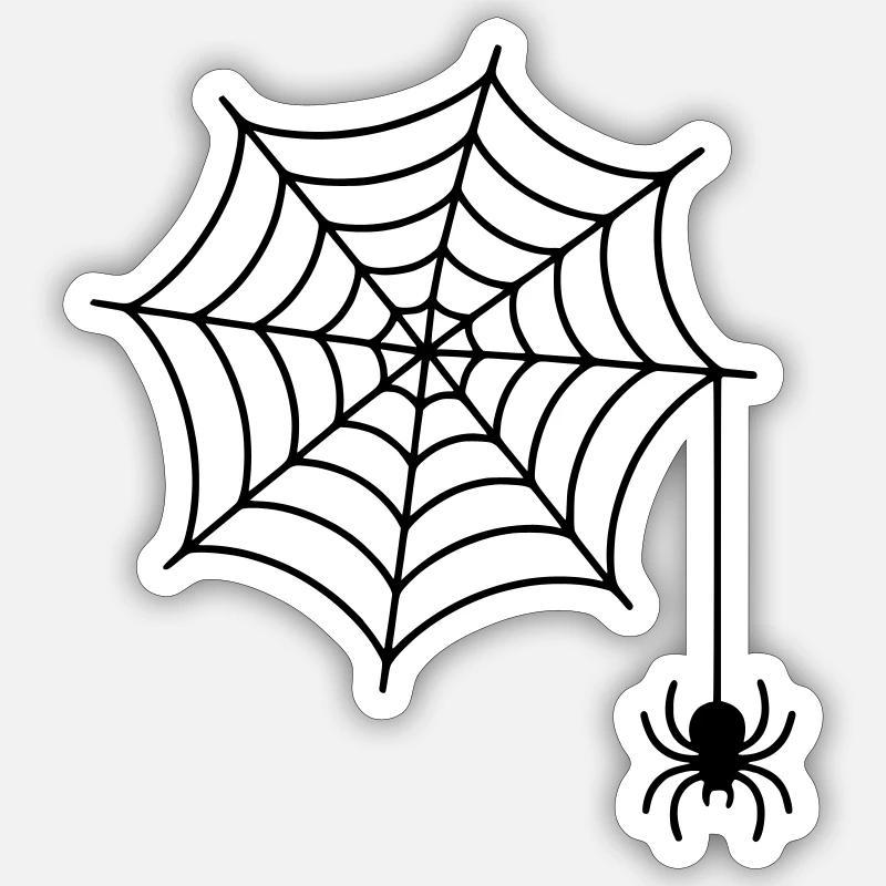 Spider web with spider silhouette - Sticker size S (10 x 10 cm) - white matte