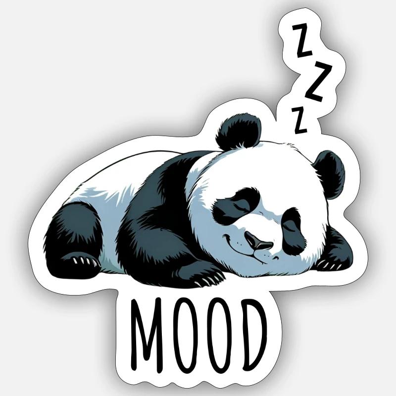 Sleeping panda with "Mood" lettering - Sticker size S (10 x 10 cm) - white matte