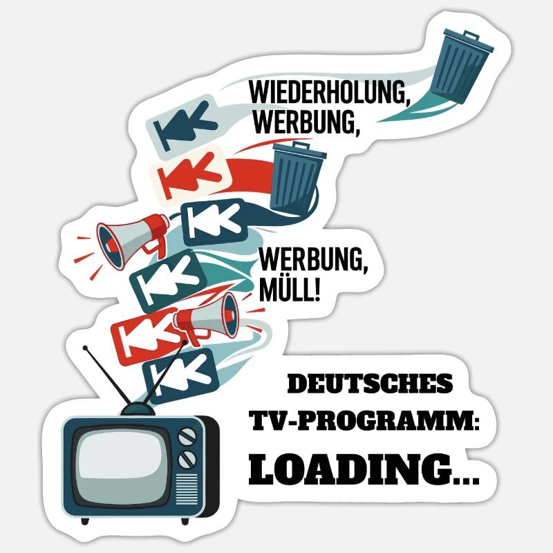 Programme de télévision allemand : Loading... - Sticker taille S (10 x 10 cm) - blanc mat