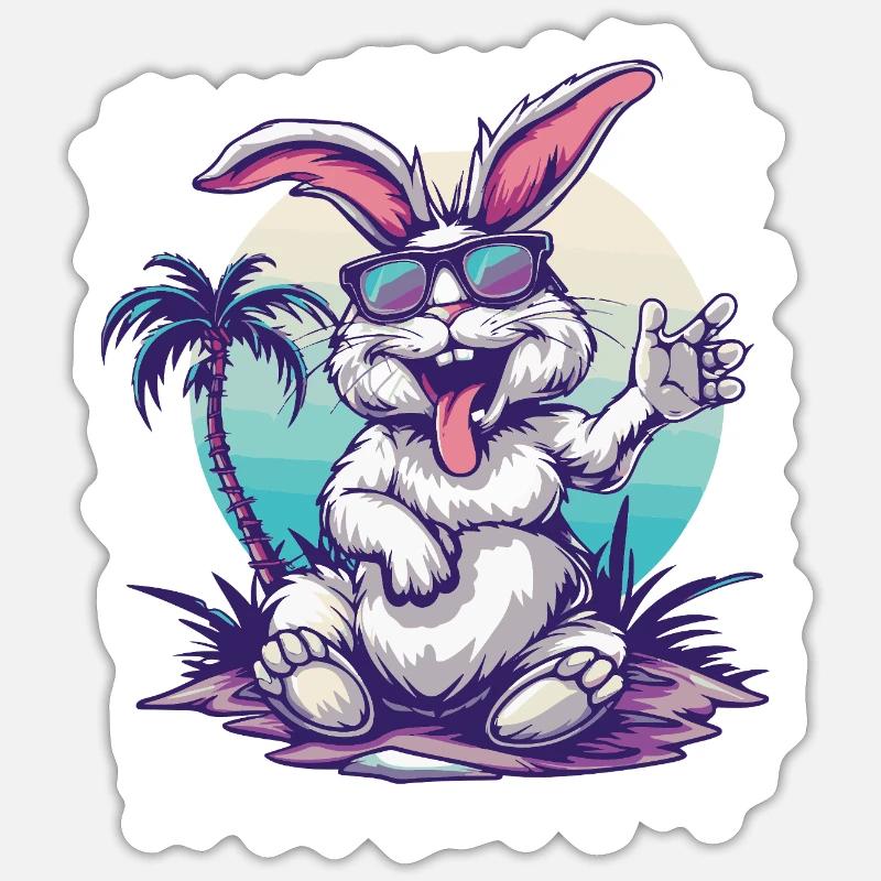 Rabbit Island Palm Tree - Sticker size S (10 x 10 cm) - white matte