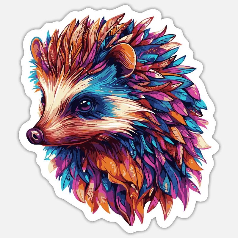 Igel Bunt - Sticker Größe S (10 x 10 cm) - Mattweiß