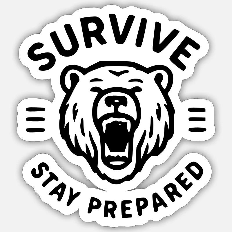Survive - ours - Sticker taille S (10 x 10 cm) - blanc mat