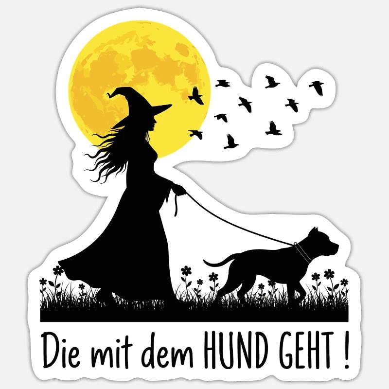 Die mit dem Pitbull geht ! - Sticker Größe S (10 x 10 cm) - Mattweiß