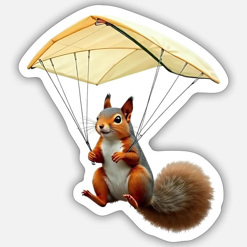 Fliegendes Eichhörnchen - Sticker Größe S (10 x 10 cm) - Mattweiß