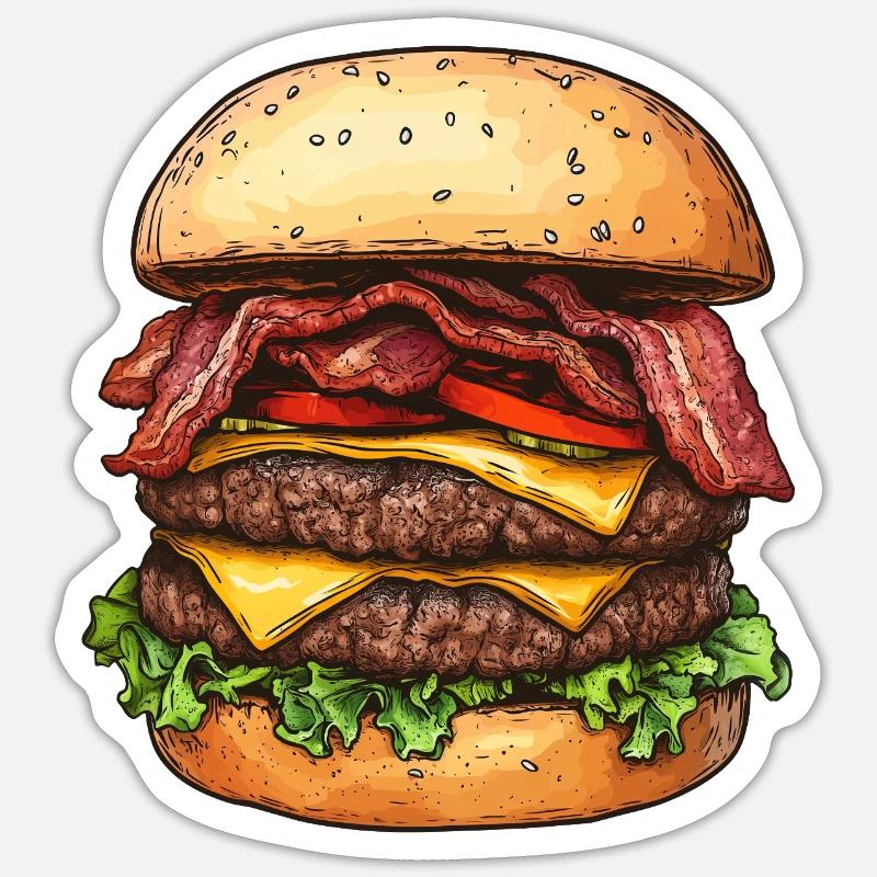 Cheeseburger double bacon :) Sticker taille S (10 x 10 cm)