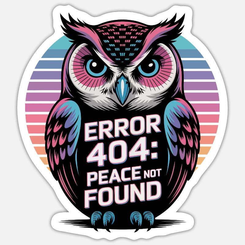 Friedlicher Eulen-Fehler 404 T-Shirt - Sticker Größe S (10 x 10 cm) - Mattweiß