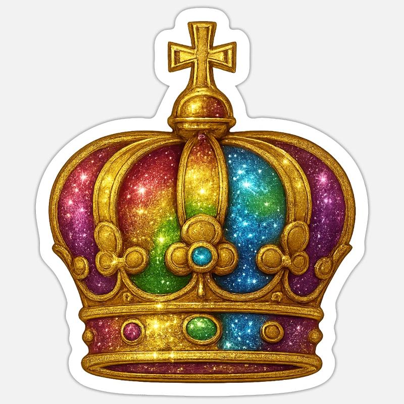 Golden crown with rainbow effect - Sticker size S (10 x 10 cm) - white matte