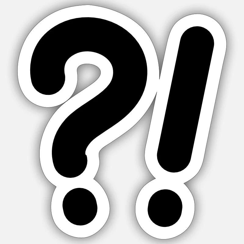 Question marks and exclamation marks - Sticker size S (10 x 10 cm) - white matte