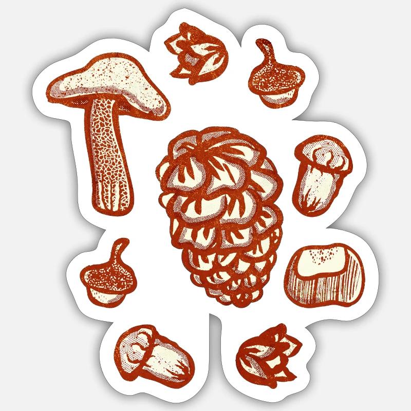 Rustikale Herbstschmuck-Illustration - Sticker Größe S (10 x 10 cm) - Mattweiß