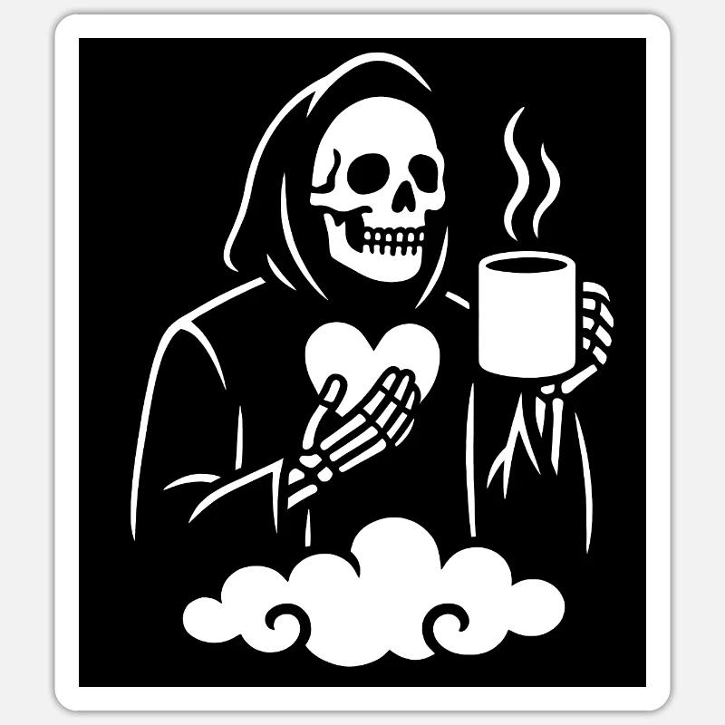 Grim Reaper Coffee Mug Design - Sticker size S (10 x 10 cm) - white matte