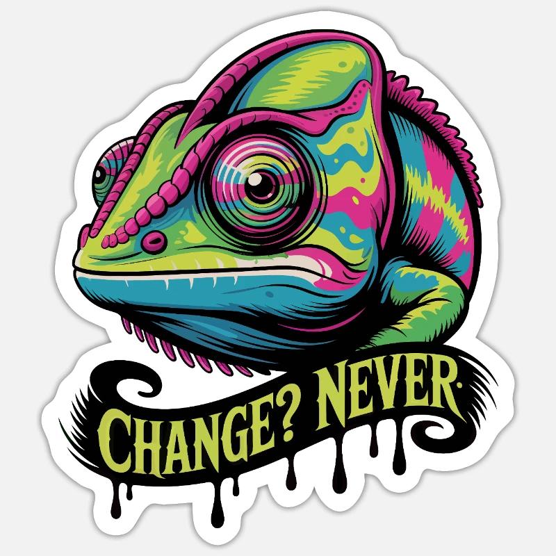 Neon Chameleon Change Never Sticker size S (10 x 10 cm)
