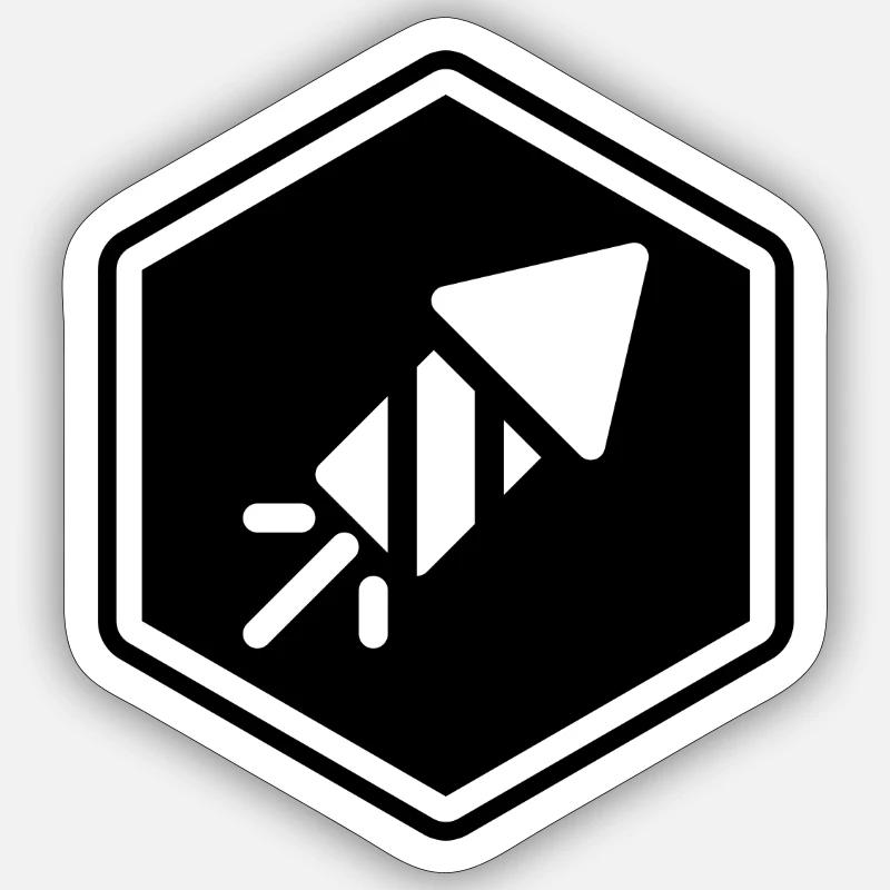 Conception abstraite géométrique au trait - Sticker taille S (10 x 10 cm) - blanc mat