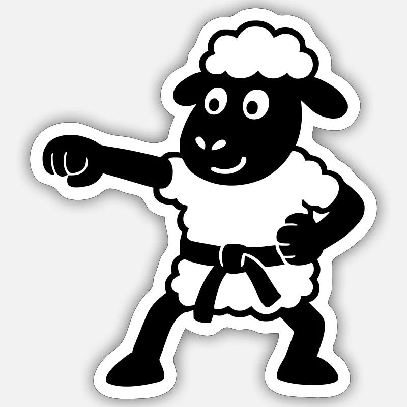 Karaté Mouton - Sticker taille S (10 x 10 cm) - blanc mat