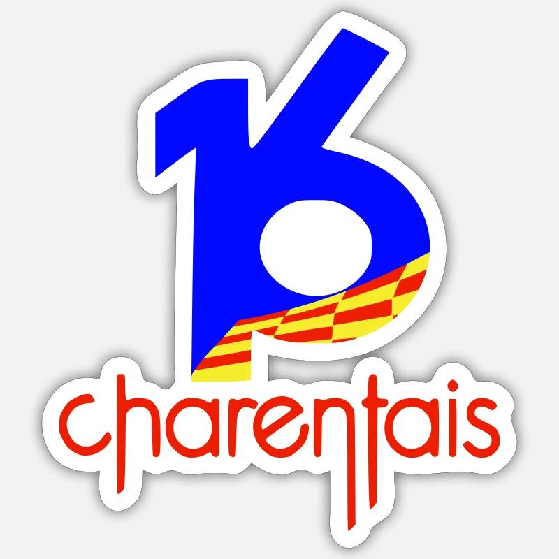 16 Charentais Blue Red Sticker size S (10 x 10 cm)