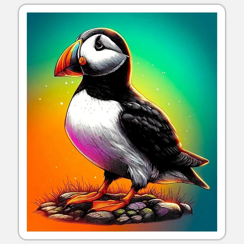macareux - Sticker taille S (10 x 10 cm) - blanc mat