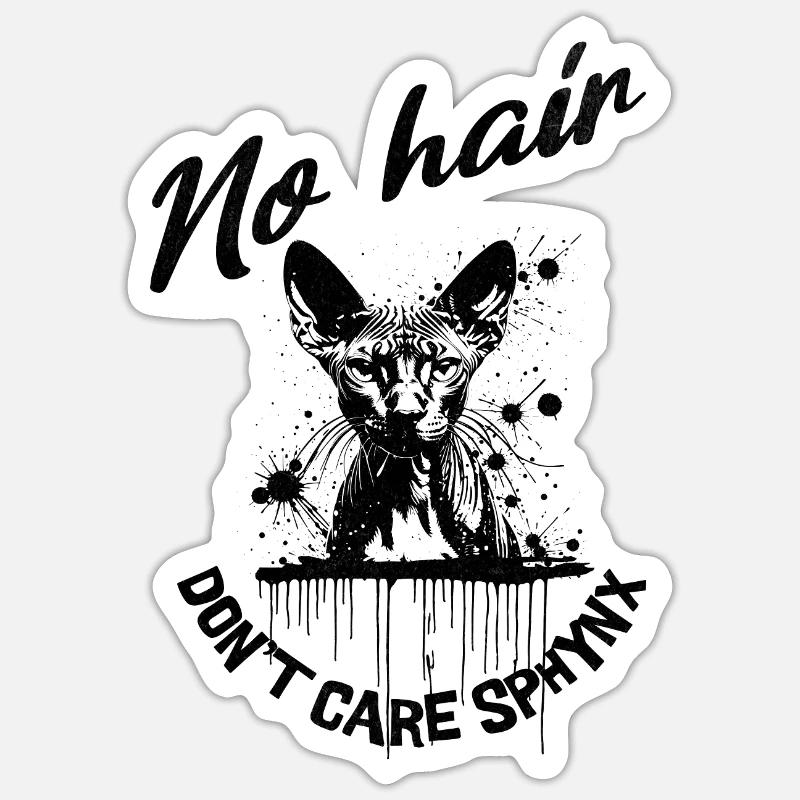 Sphynx Chat Sans Poils S’en Fiche - Sticker taille S (10 x 10 cm) - blanc mat