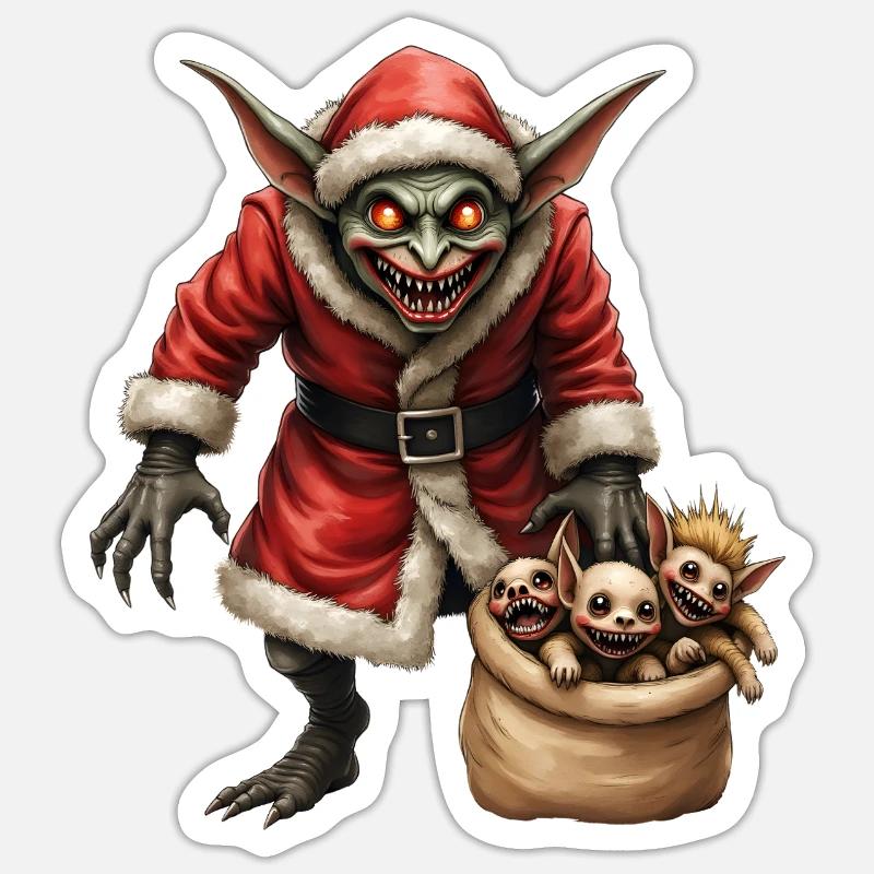 Christmas Goblin with Creatures - Sticker size S (10 x 10 cm) - white matte
