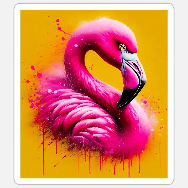 Flamant - Sticker taille S (10 x 10 cm) - blanc mat