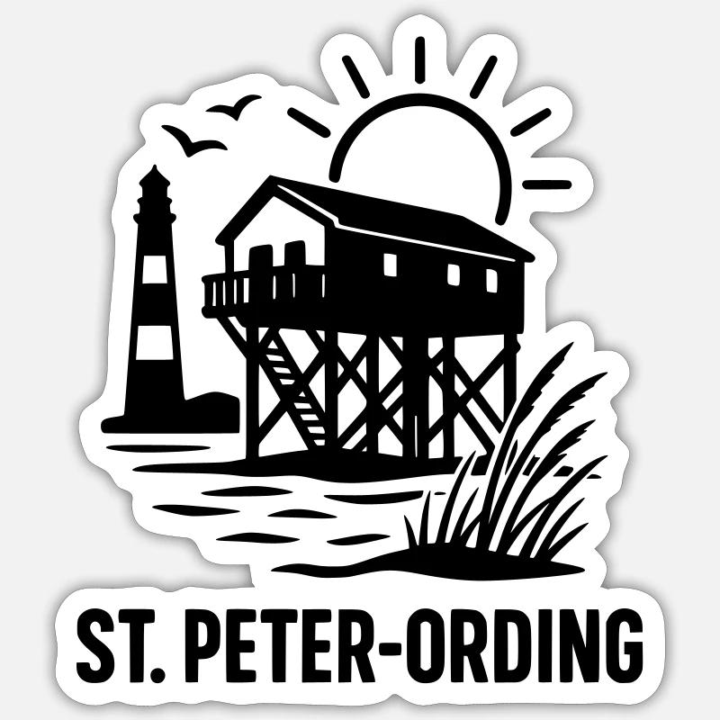 st peter-ording - Sticker Größe S (10 x 10 cm) - Mattweiß