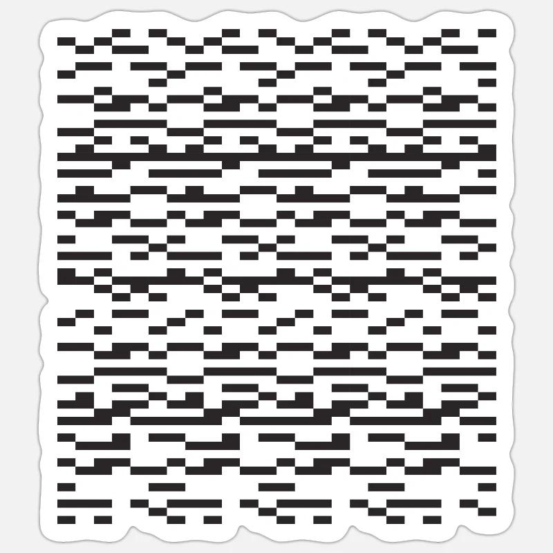 Noir Stripe pixellé Glitch Grid Sticker taille S (10 x 10 cm)